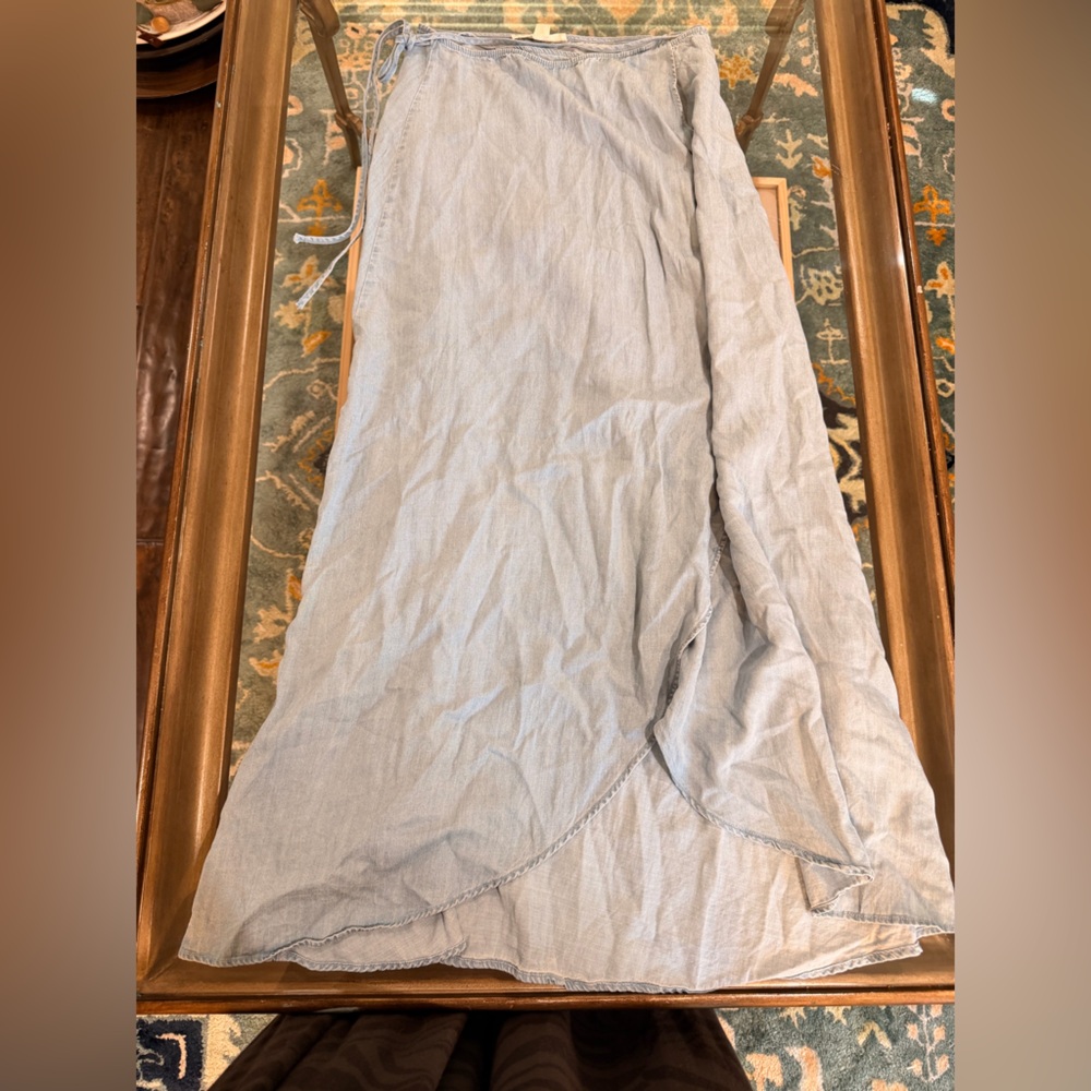 Light Blue light jean Wrap Skirt